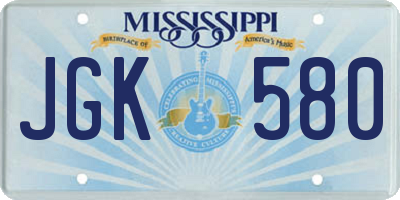 MS license plate JGK580