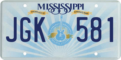 MS license plate JGK581