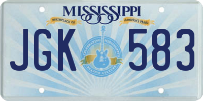 MS license plate JGK583