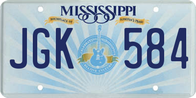 MS license plate JGK584