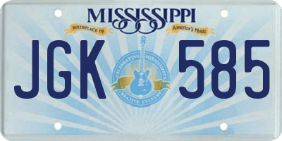 MS license plate JGK585