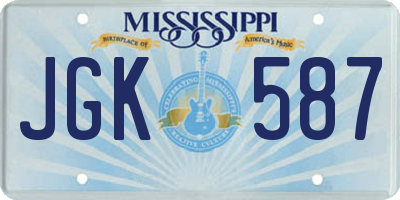 MS license plate JGK587