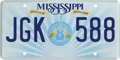 MS license plate JGK588