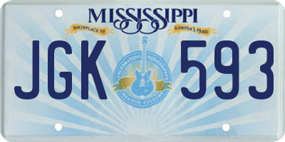 MS license plate JGK593