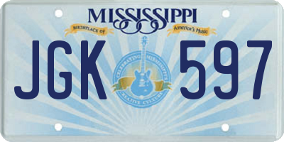 MS license plate JGK597