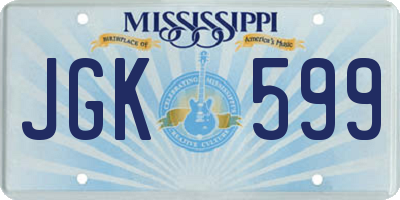 MS license plate JGK599