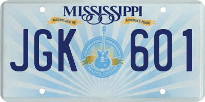 MS license plate JGK601