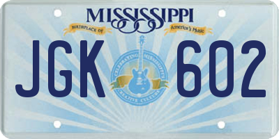 MS license plate JGK602