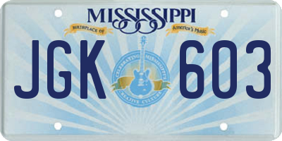 MS license plate JGK603