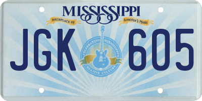 MS license plate JGK605