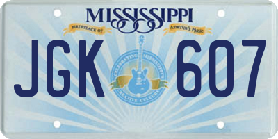 MS license plate JGK607