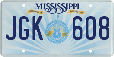 MS license plate JGK608