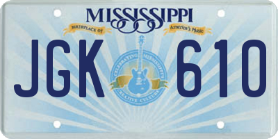 MS license plate JGK610