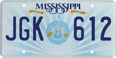 MS license plate JGK612