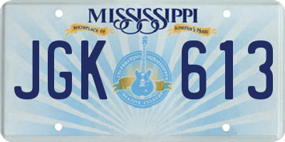 MS license plate JGK613