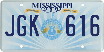 MS license plate JGK616