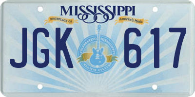 MS license plate JGK617