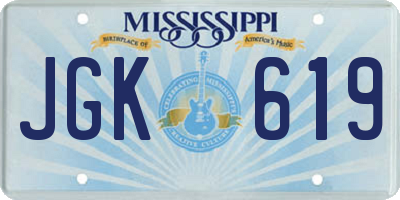 MS license plate JGK619
