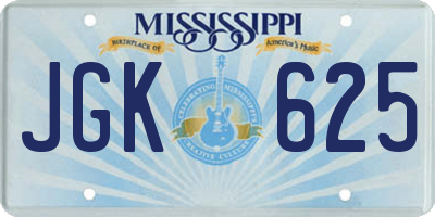 MS license plate JGK625