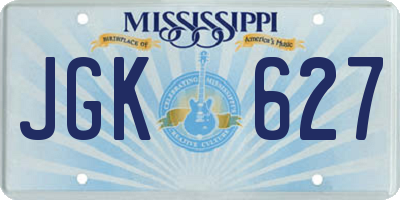MS license plate JGK627