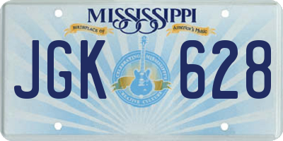 MS license plate JGK628