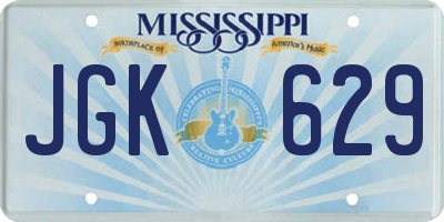 MS license plate JGK629