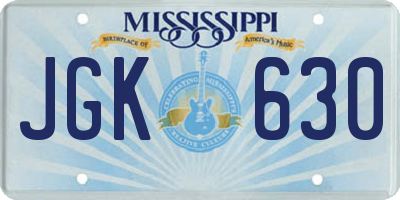 MS license plate JGK630