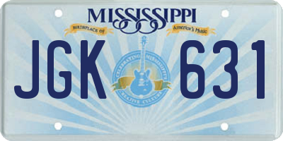MS license plate JGK631