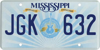 MS license plate JGK632