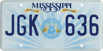 MS license plate JGK636
