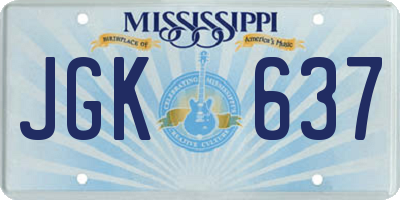MS license plate JGK637