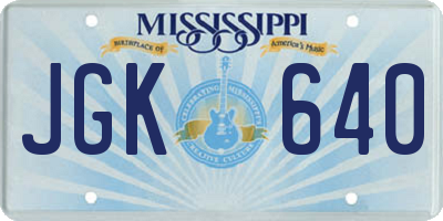 MS license plate JGK640