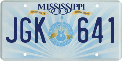 MS license plate JGK641