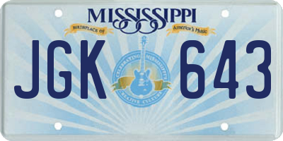MS license plate JGK643