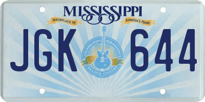 MS license plate JGK644