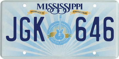 MS license plate JGK646