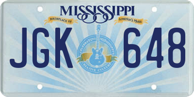 MS license plate JGK648