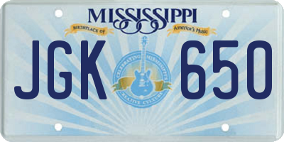 MS license plate JGK650