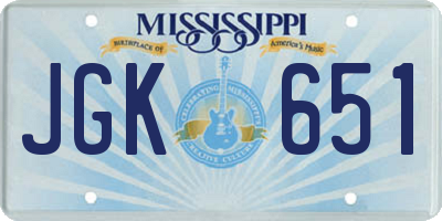 MS license plate JGK651