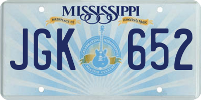 MS license plate JGK652