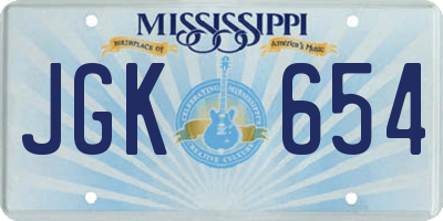 MS license plate JGK654