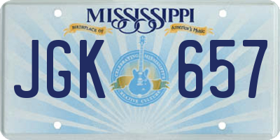 MS license plate JGK657
