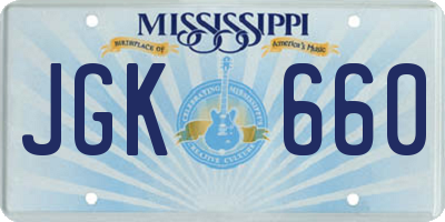 MS license plate JGK660