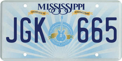 MS license plate JGK665