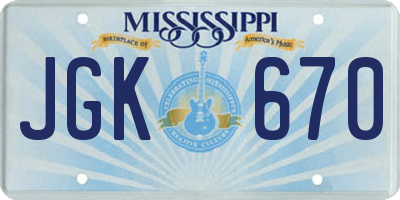 MS license plate JGK670