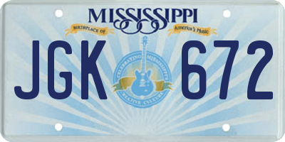 MS license plate JGK672