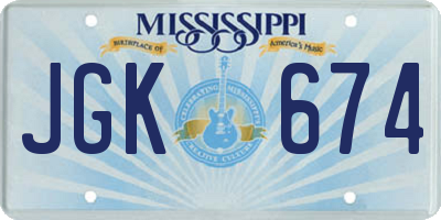 MS license plate JGK674