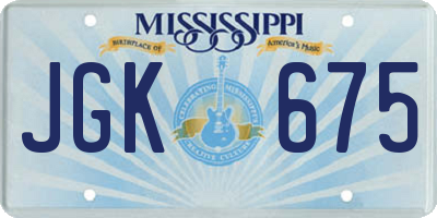 MS license plate JGK675