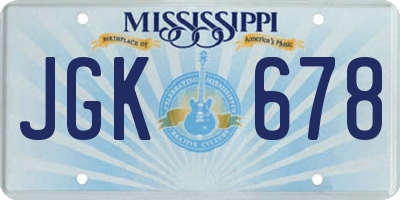 MS license plate JGK678
