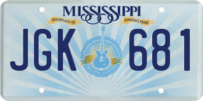 MS license plate JGK681